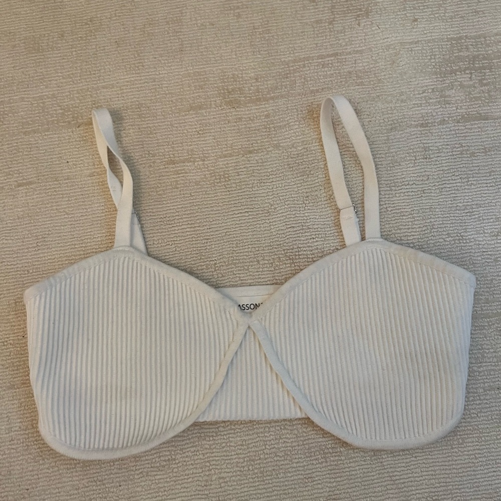 White Ribbed Women's Bralette